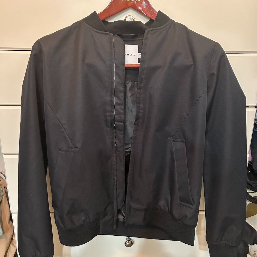 Topman Mens Black Bomber Jacket Extra Small Never Worn